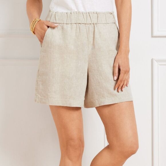 Talbots Nantucket Linen Pull On Paper Bag Short 5" Size XL Coastal Minimalist - Picture 1 of 12